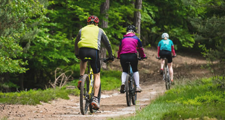Cyclists on an Off-Road bike trail in Warren County NY